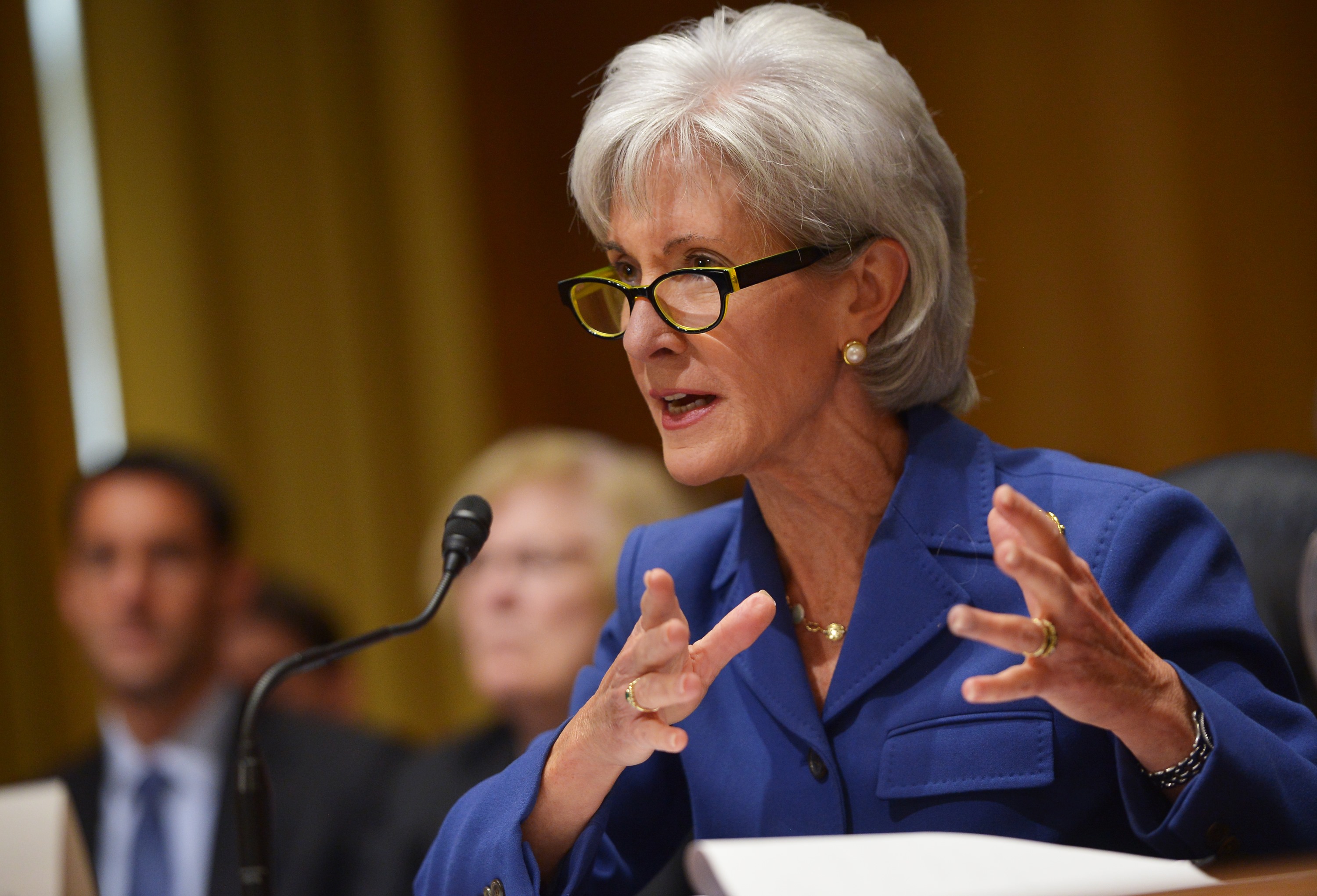 US Health and Human Services Secretary Kathleen Sebelius testifies before the Senate Finance Committee