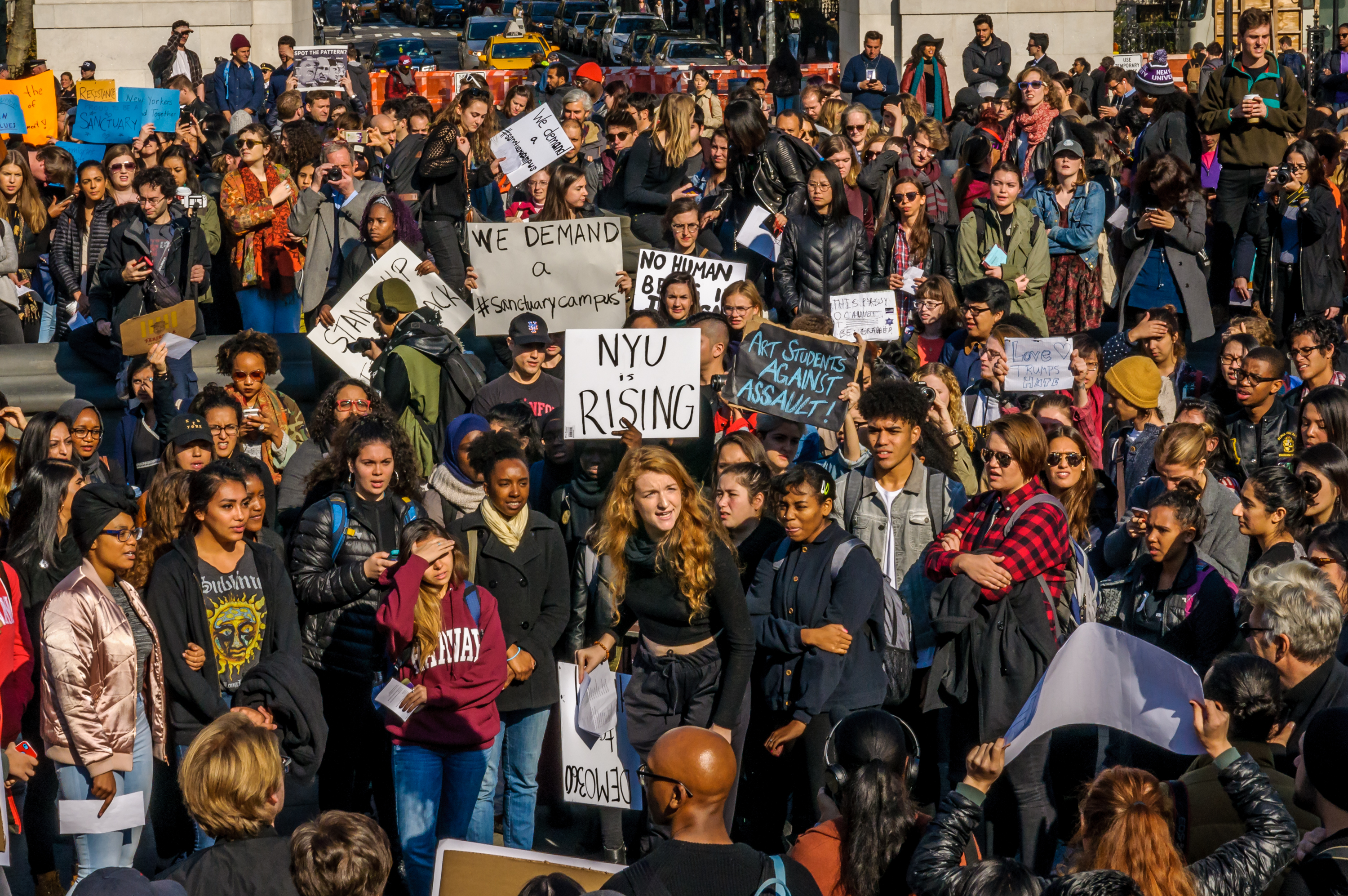 About a thousand students at New York University walked out...
