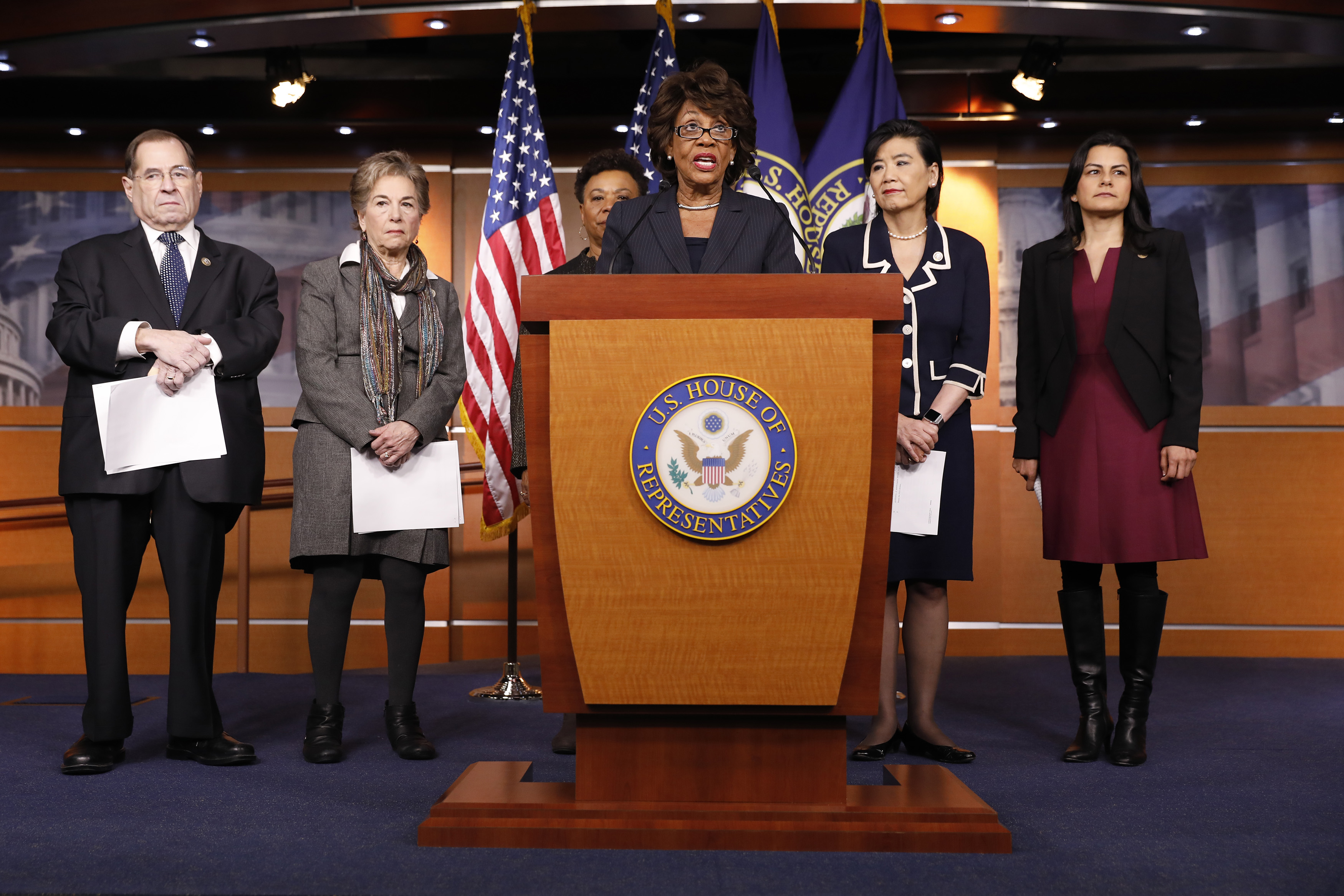 Rep. Maxine Waters Holds Press Conference On Russian Ties To Trump Administration