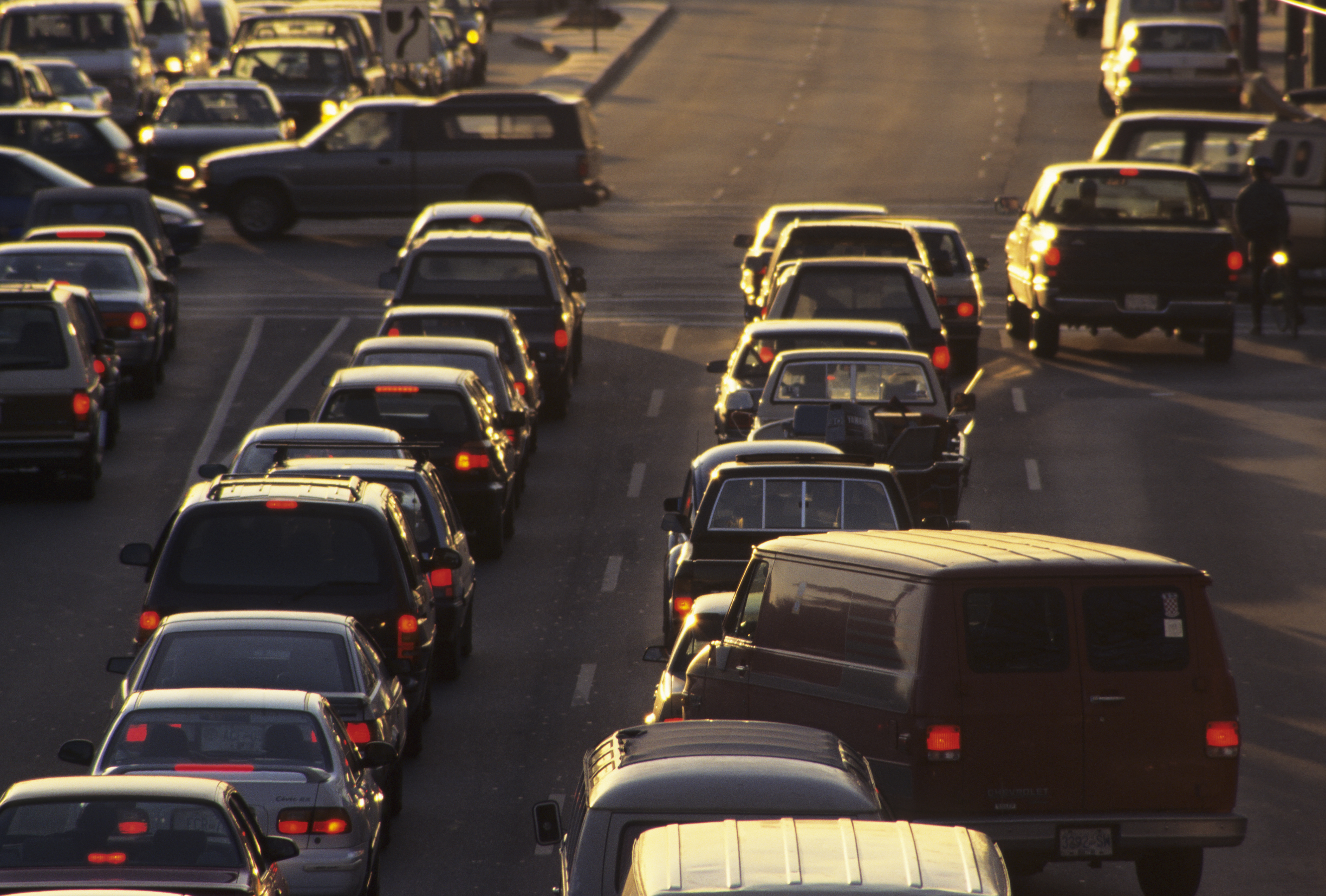 Traffic congestion on Kingsway, Vancouver, British Columbia, Canada.