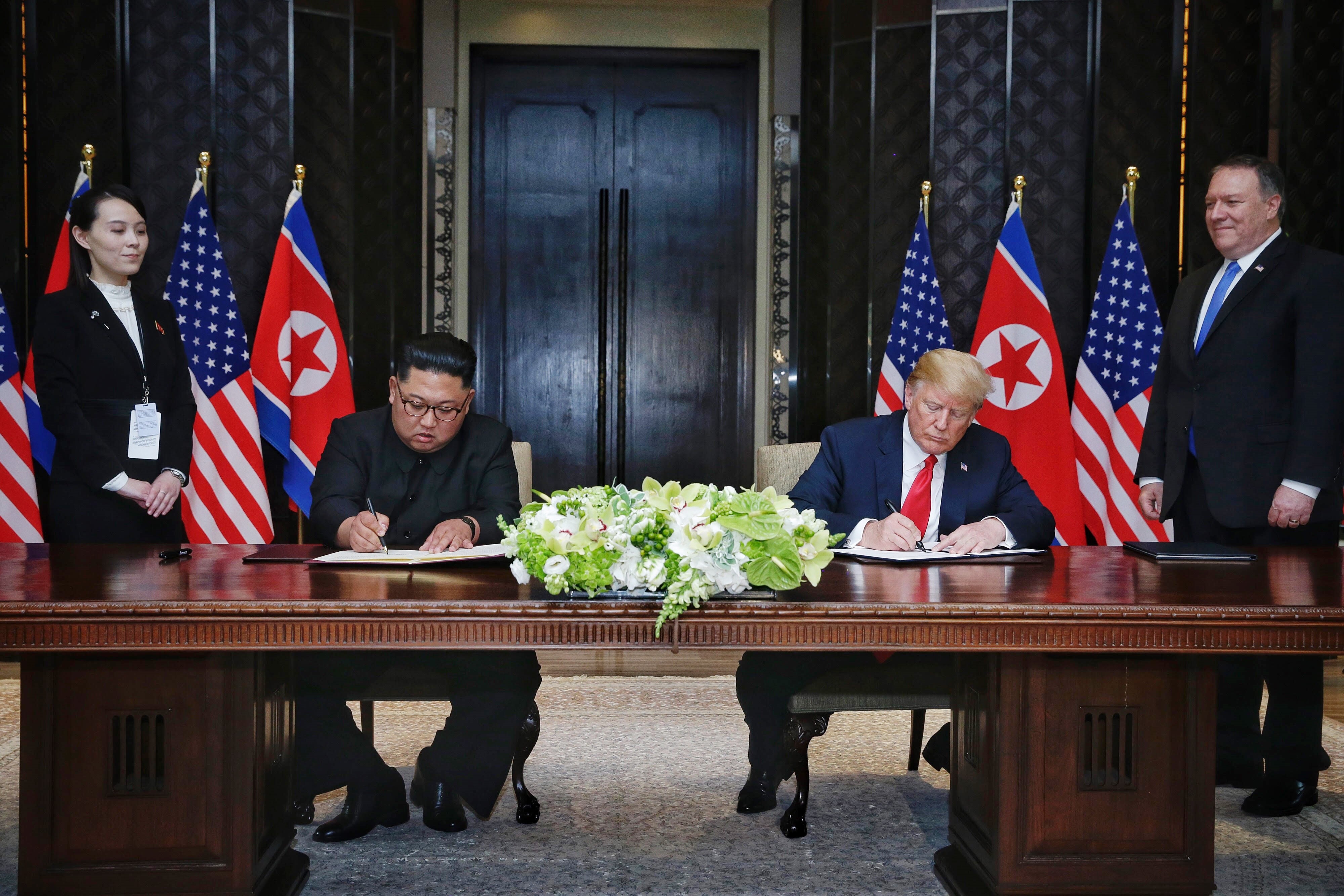 U.S. President Trump meets North Korean Leader Kim Jong-un In Singapore