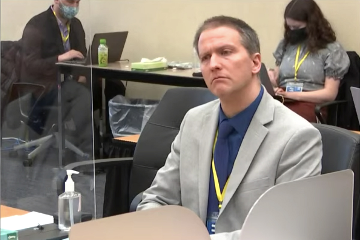 Derek Chauvin at his murder trial April 19, 2021